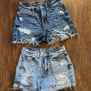American Eagle Outfitters Women's Blue Distressed Denim Shorts Size 2